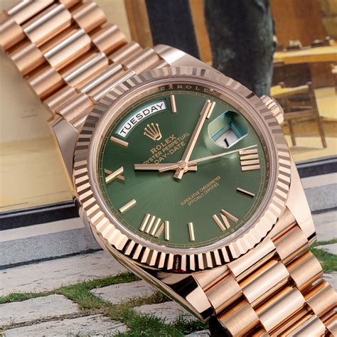 rolex day date president olive green|rolex watch day date.